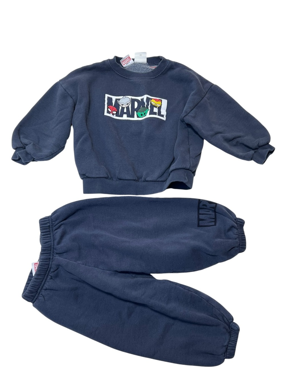 Zara Navy & Multicolor Marvel Logo Sweatshirt and Joggers Boys 4Y